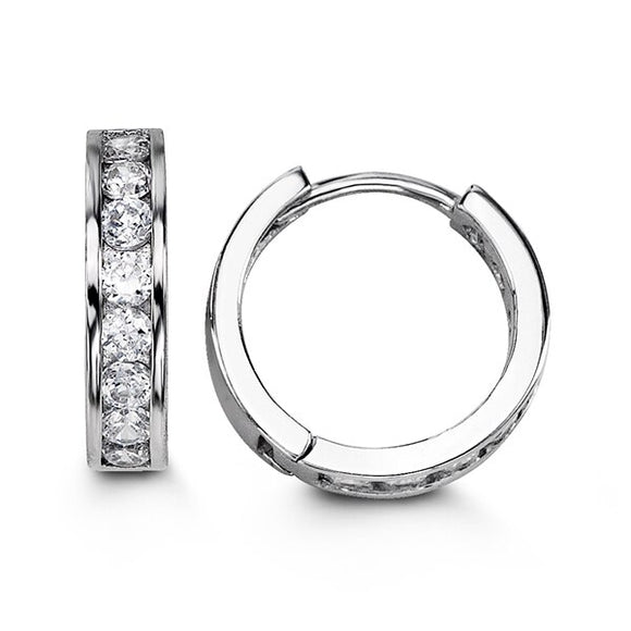 Sterling Silver 15mm CZ Huggies