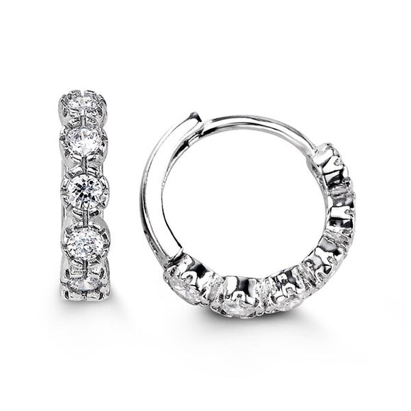 Sterling Silver 14mm CZ Huggies