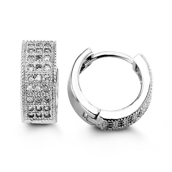 Sterling Silver CZ Pave Huggies