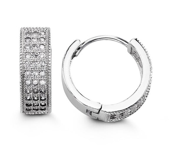 Sterling Silver CZ Pave Huggies