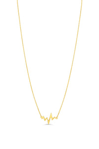 10K  Yellow Gold Heartbeat FIxed Necklace with 16 +2 Chain