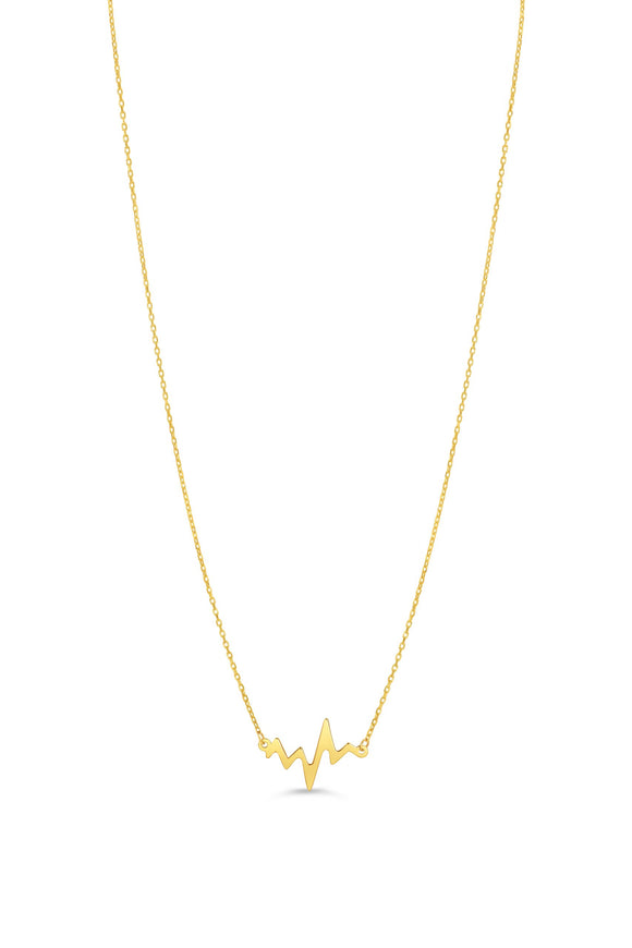 10K  Yellow Gold Heartbeat FIxed Necklace with 16 +2 Chain