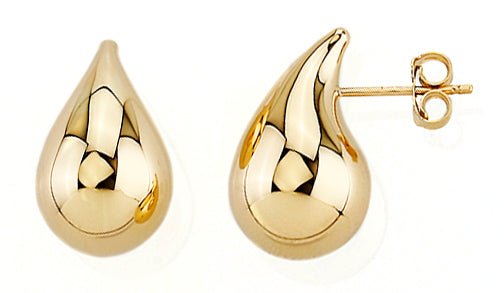 10K Yellow Gold Medium Water Drop Stud Earrings