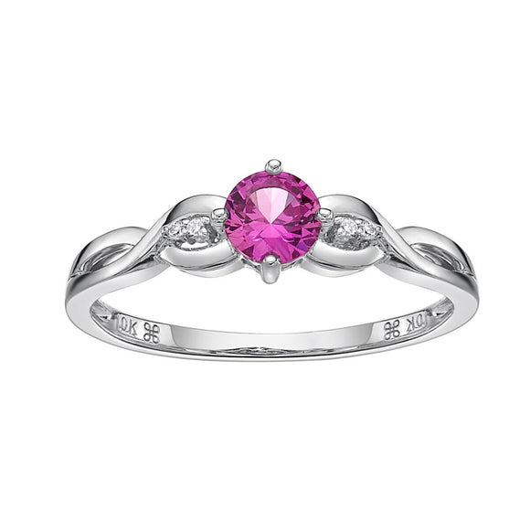 10K White Gold Pink Tourmaline & Diamond Ring