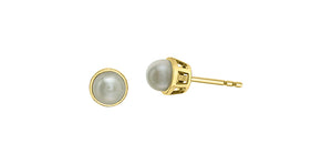 10K Yellow Gold 5mm White Pearl Stud Earrings