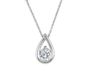 Sterling Silver Lab Grown Diamond Pendant with 16-18" Chain