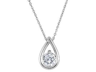 Sterling Silver Lab Grown Diamond Pendant with 16-18