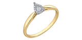 10K Yellow White Gold Diamond Mini Pear Shaped Halo Ring