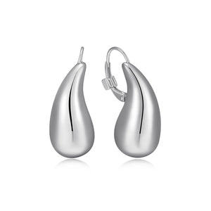 Elle Sterling Silver "Raindrop" Fixed Lever Back Earrings