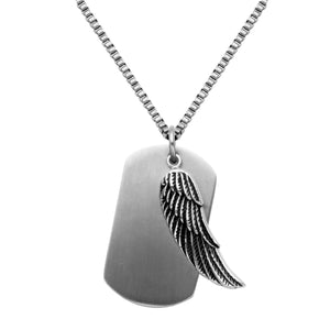 Steelx Stainless Steel Dog Tag with Wing & 24" Chain