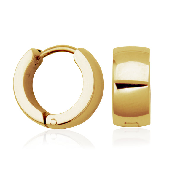 Steelx Stainless Steel/Yellow Gold Plate 13mm Huggies