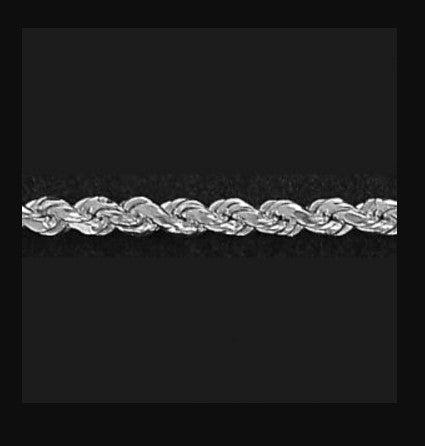 Sterling Silver Solid Diamond Cut Rope Bracelet