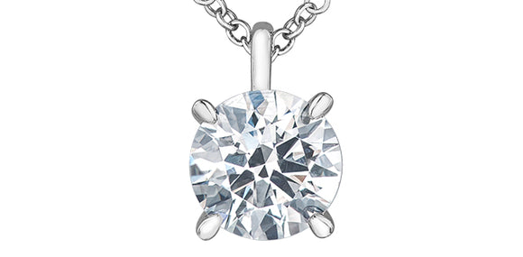 14K White Gold Lab Grown Diamond Pendant with 16-18