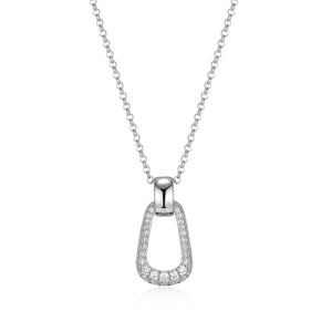 Elle Sterling Silver "Citadel" Pave CZ Drop Pendant with 17" + 3" Chain