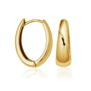 Steelx Stainless Steel/Yellow Gold Plate Oval Huggies