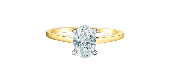 14K Yellow/White Gold Oval Lab Grown Diamond Solitaire Engagement Ring