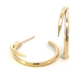 10K Yellow Gold 24mm 2 Row 1/2 Hoop Studs