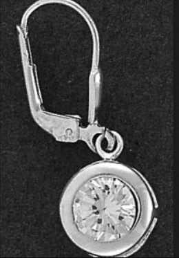 Sterling Silver Bezel Set Large CZ Lever Back Drop Earrings