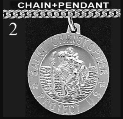 Sterling Silver St. Christopher Medal with 18