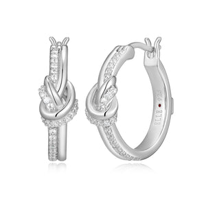 Elle Sterling Silver "Unity" CZ Knot Small Hoops