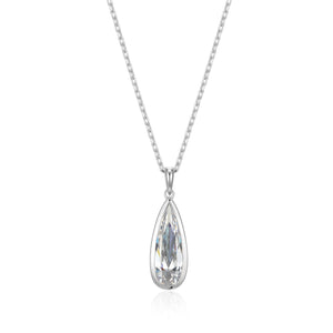 Elle Sterling Silver "Lustre" CZ Teardrop Pendant with 17" + 3" Chain