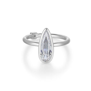 Elle Sterling Silver "Lustre" Pear Shaped CZ Ring