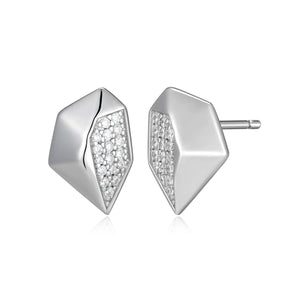 Elle Sterling Silver "Peak" Polygon with CZ Stud Earrings