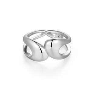 Elle Sterling Silver "Oasis" Fluid Open Teardrop Bypass Ring