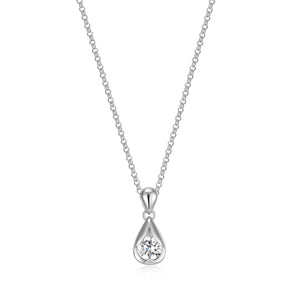 Elle Sterling Silver "Tulip" Pear Shaped Pendant with 6mm CZ & 17" + 3" Chain