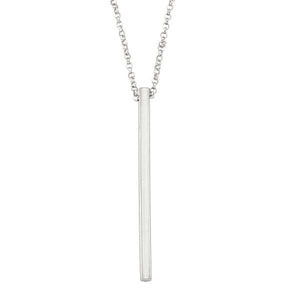 Sterling Silver Square Bar Drop Pendant with 17" Chain