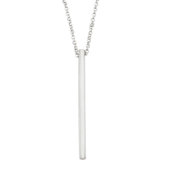 Sterling Silver Square Bar Drop Pendant with 17