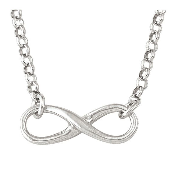 Sterling Silver Fixed Infinity Pendant with 17