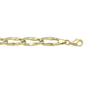 10K Yellow Gold 7.5" Hollow Oval Link Bracelet