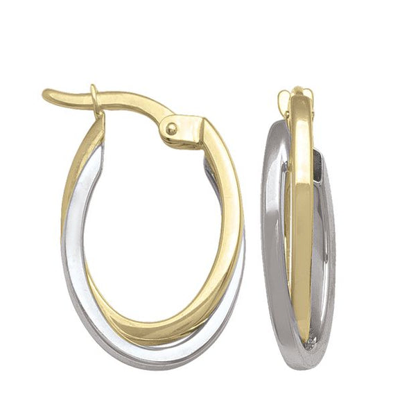 10K Yellow/White Gold Small Double Oval Hoops
