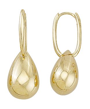 10K Yellow Gold Small Oval Huggies with Tear Drop