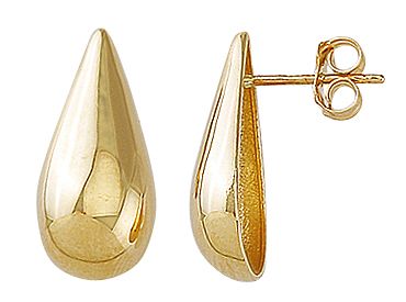 10K Yellow Gold Pear Shaped Stud Earrings
