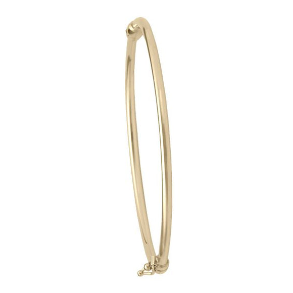 10K Yellow Gold 3mm Polished Tube Hinged Bangle