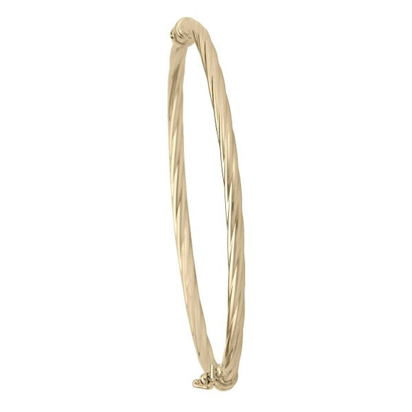 10K Yellow Gold 3mm Twist Hinged Bangle