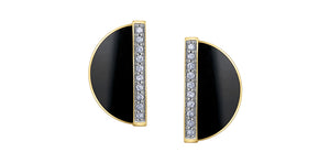 10K Yellow Gold Onyx & Diamond Stud Earrings