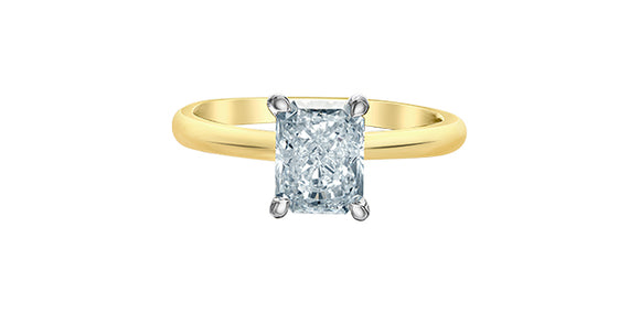 14K Yellow/White Gold Lab Grown Radiant Cut Diamond Engagement Ring