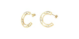 10K Yellow Gold Diamond 1/2 Hoop Stud Earrings