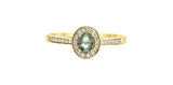 10K Yellow Gold Oval Green Sapphire & Diamond Halo Ring