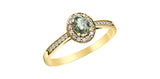 10K Yellow Gold Oval Green Sapphire & Diamond Halo Ring