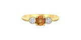 14K Yellow Gold Orange Sapphire and Canadian Diamond Ring