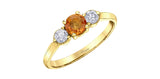 14K Yellow Gold Orange Sapphire and Canadian Diamond Ring
