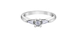 10K White Gold Diamond Engagement Ring with Shoulder Stones
