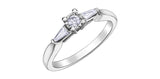10K White Gold Diamond Engagement Ring with Shoulder Stones