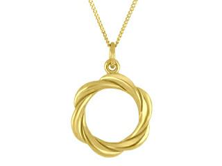 10K Yellow Gold Double Intertwined Circle Pendant with 16-18
