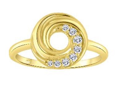 10K Yellow Gold Canadian Diamond & Diamond Swirl Ring