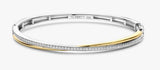 Sterling Silver/18K Gold Plated Twist Bangle with CZ